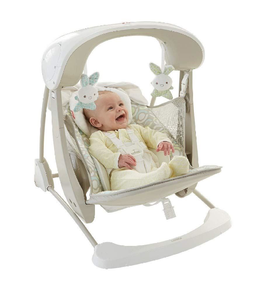 Mattel Fisher-Price Deluxe 2-in-1 Beige Compact Baby Swing