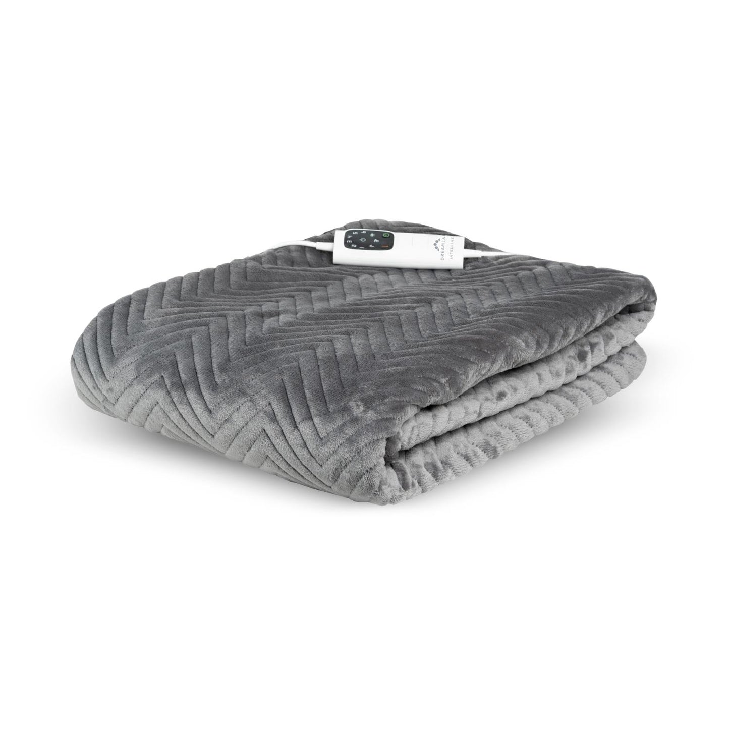 Dreamland Deluxe Velvet Herringbone Grey Heated Throw