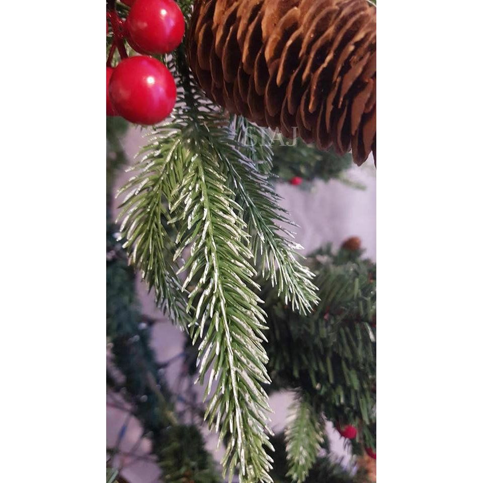 SnowTime Ontario 8ft Frost Flocked Christmas Tree With Pinecones & Berries