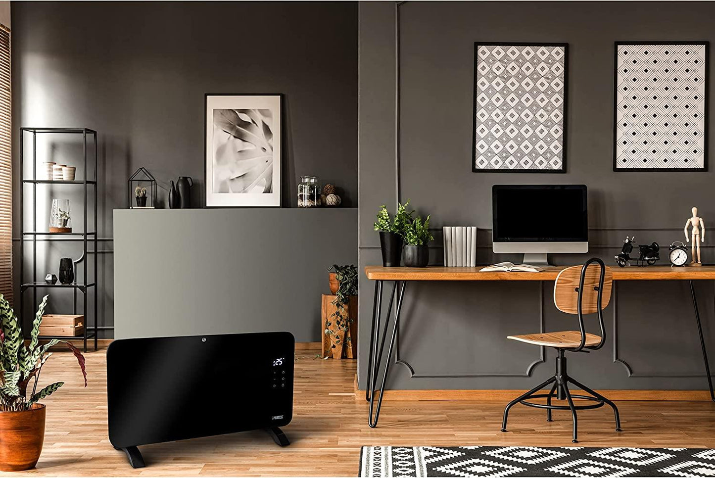 Princess Smart 1500w Black Glass Panel Heater