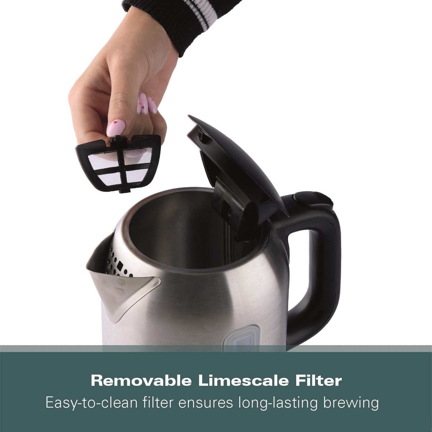 Hamilton Beach Compact 1L Kettle Brushed Stainless Steel