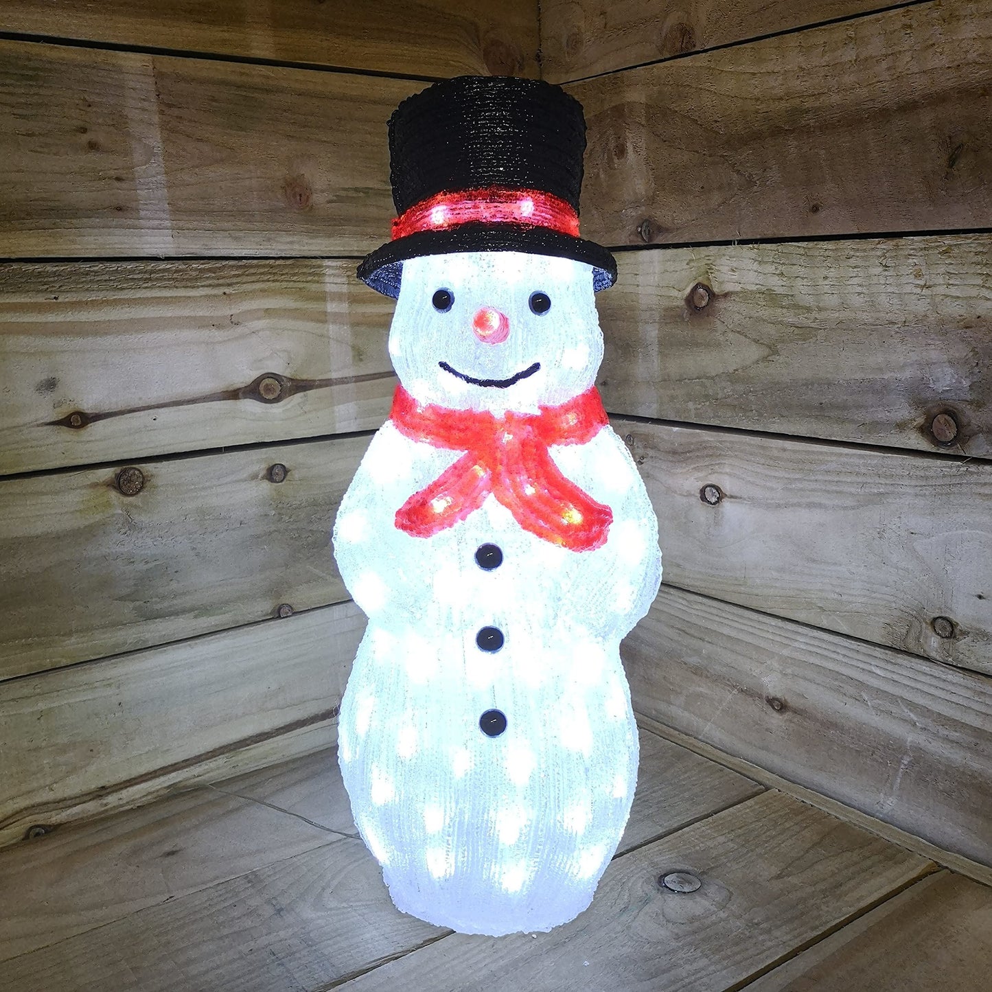 SnowTime 52.5cm Light Up Acrylic Snowman in Top Hat