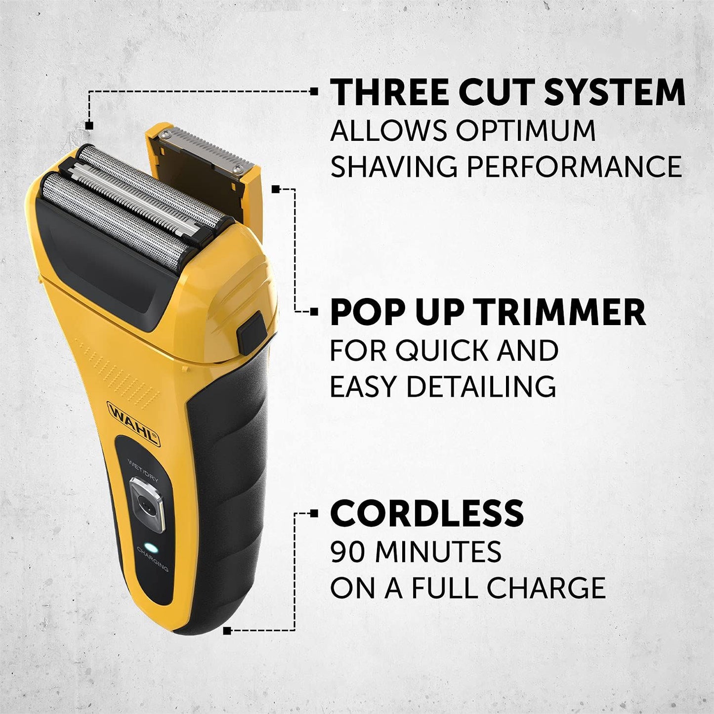 Wahl Lifeproof Foil Shaver, for Men, Anti-Shock, Indestructible, Fully Washable, Easy Cleaning, Electric Razor, Dual Head Ear & Nose Trimmer, Travel Lock Function, Ergonomic Rubber Grips
