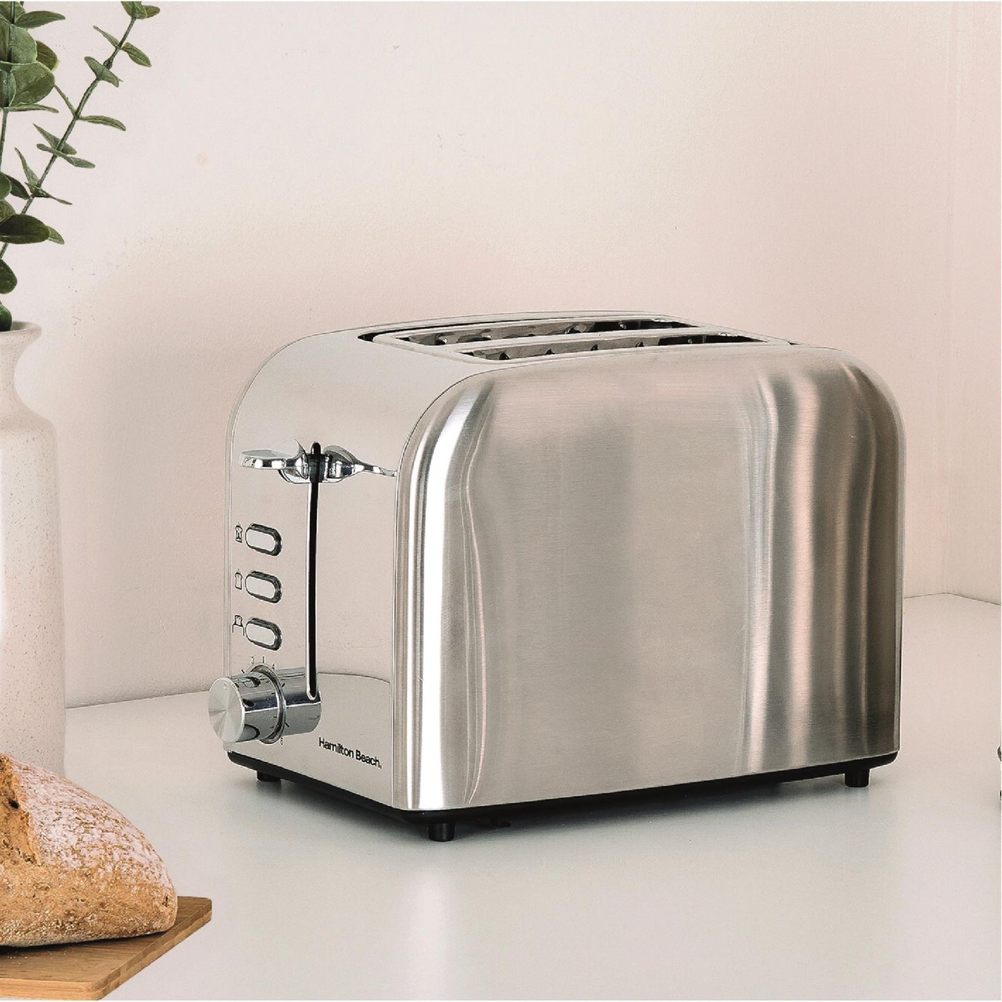 Hamilton Beach Compact 1L Kettle & Rise 2 Slice Toaster Set - Stainless Steel