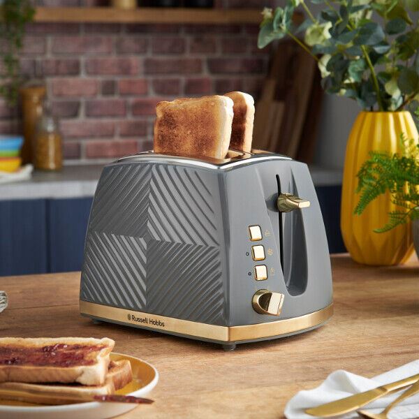 Russell Hobbs Groove 2-Slice Toaster Grey