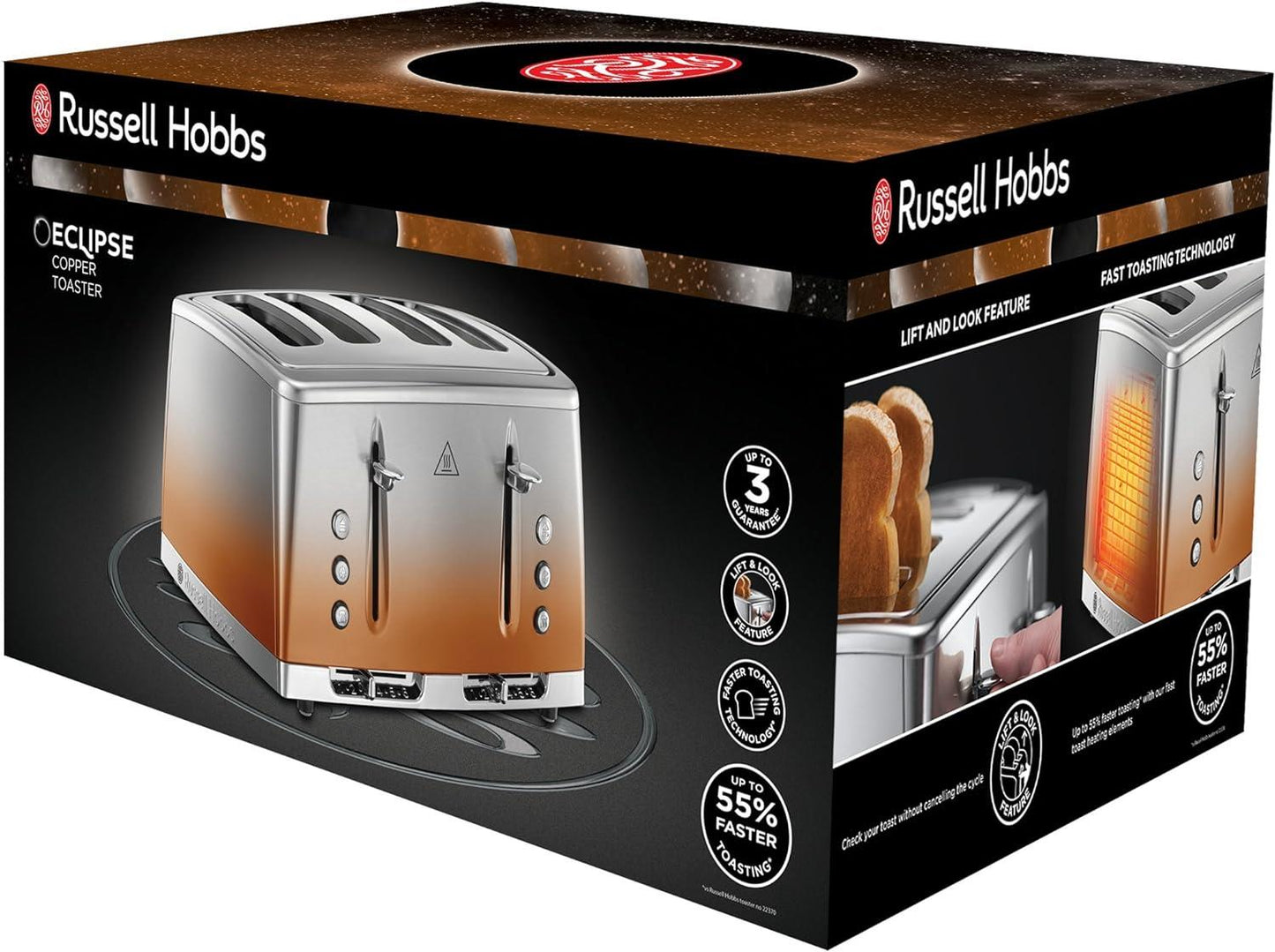 Russell Hobbs Eclipse Copper Sunset 4 Slice Toaster