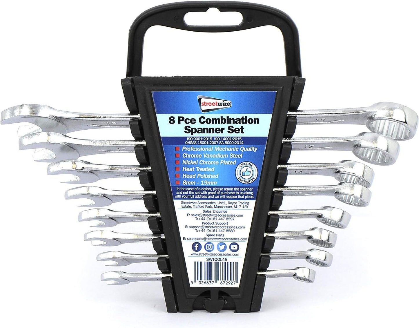 Streetwize 8 Piece CRV Steel Combination Spanner Set