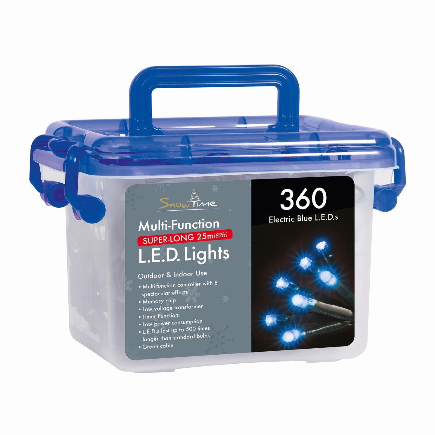 SnowTime 360 Blue LED Cluster Multi-Function Christmas Lights With Timer