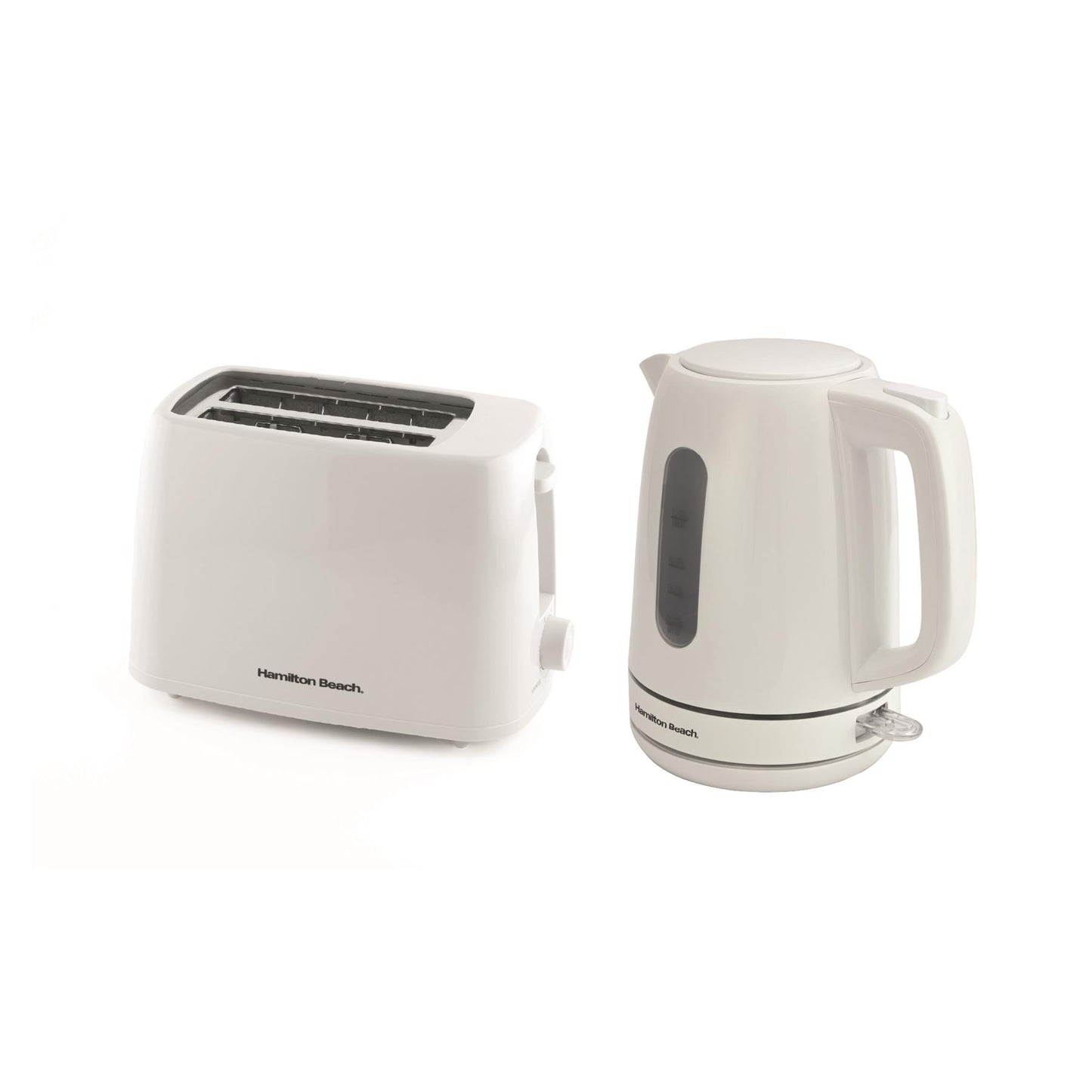 Hamilton Beach Compact 1L Kettle & Essential 2 Slice Toaster Set - White