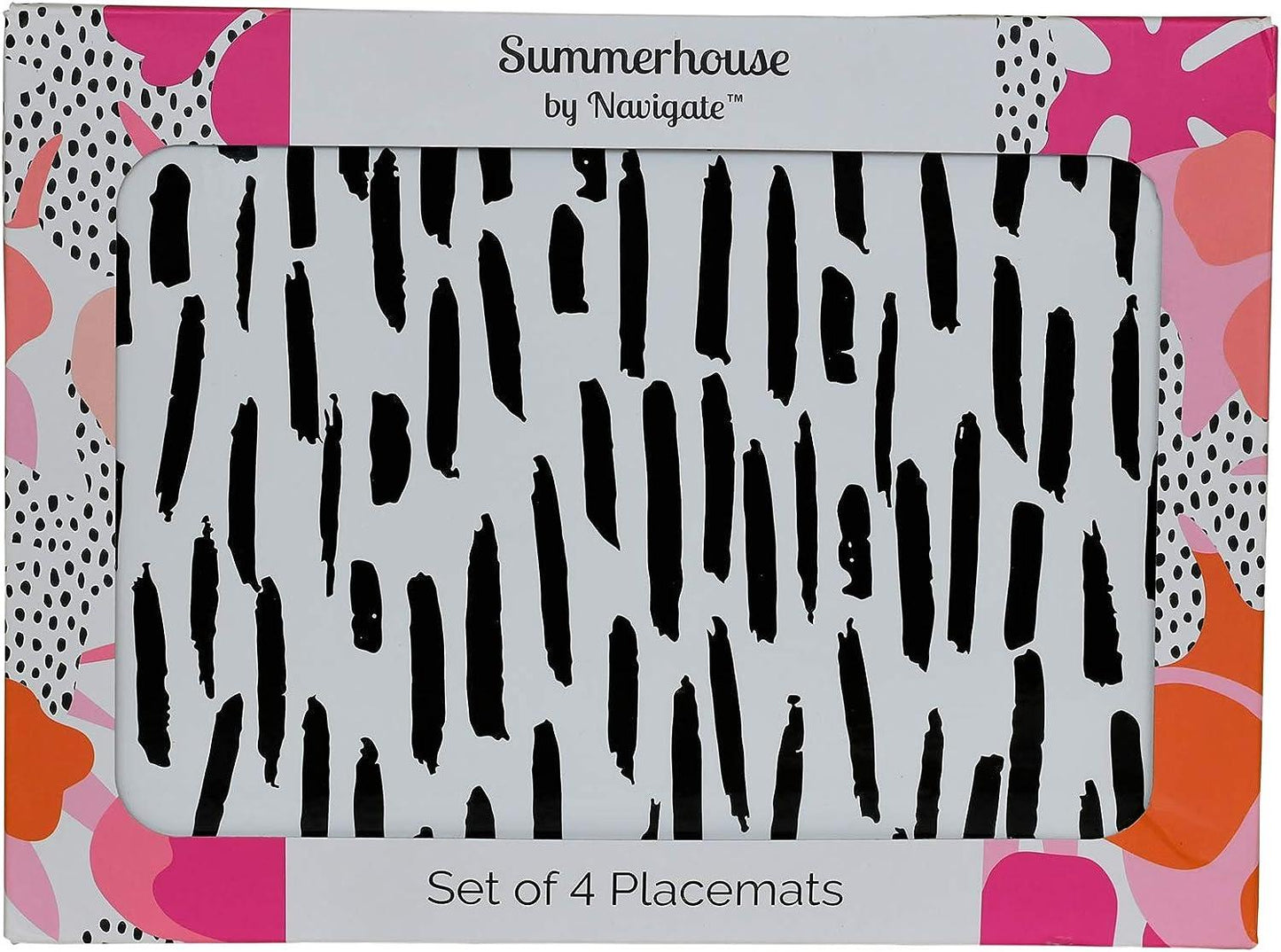 Navigate Tribal Fusion Black & White Dash Placemats - Set of 4