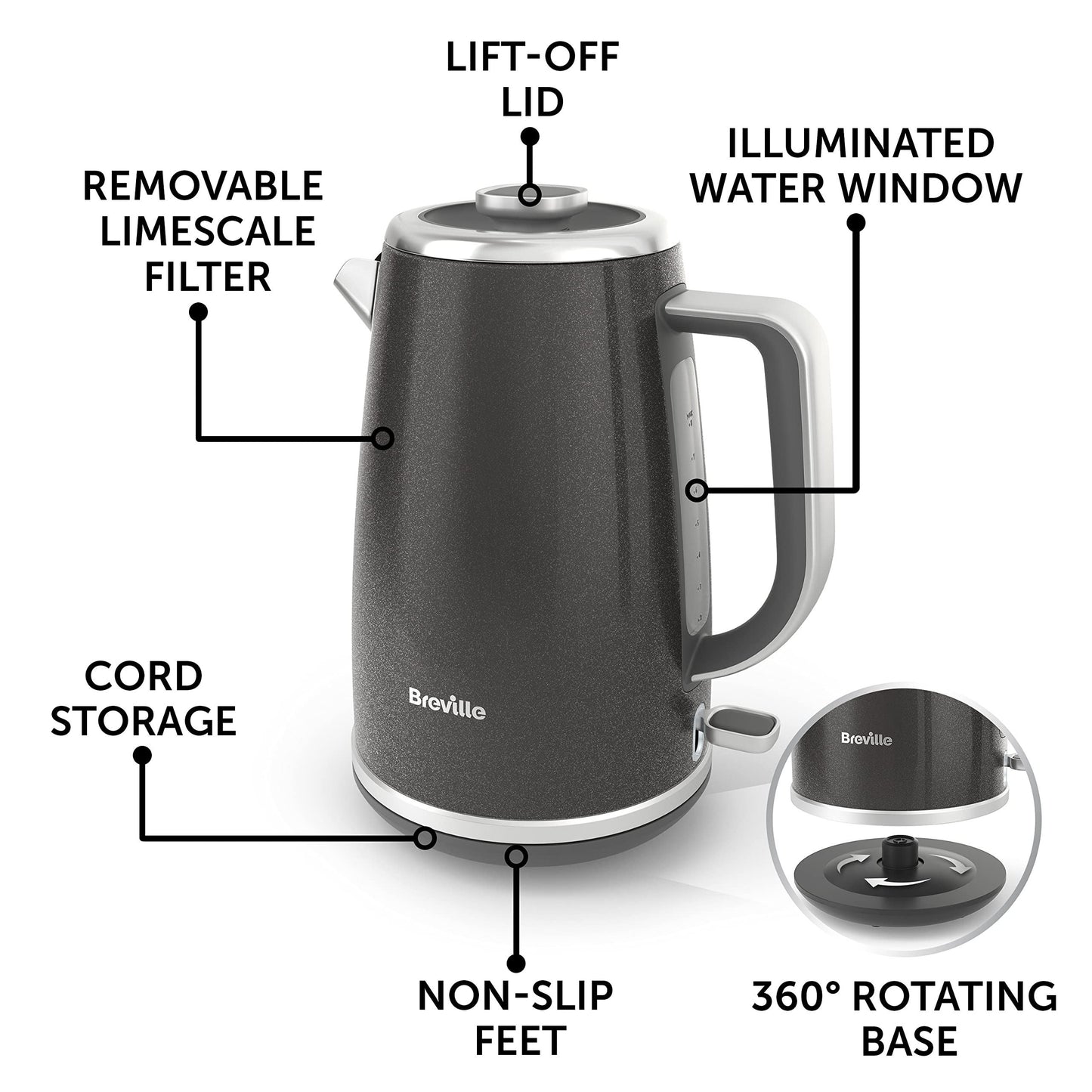 Breville Aura Shimmer Grey Kettle