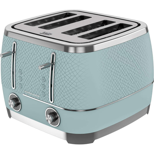 Beko Cosmopolis Duck Egg Blue and Chrome 4 Slice Toaster