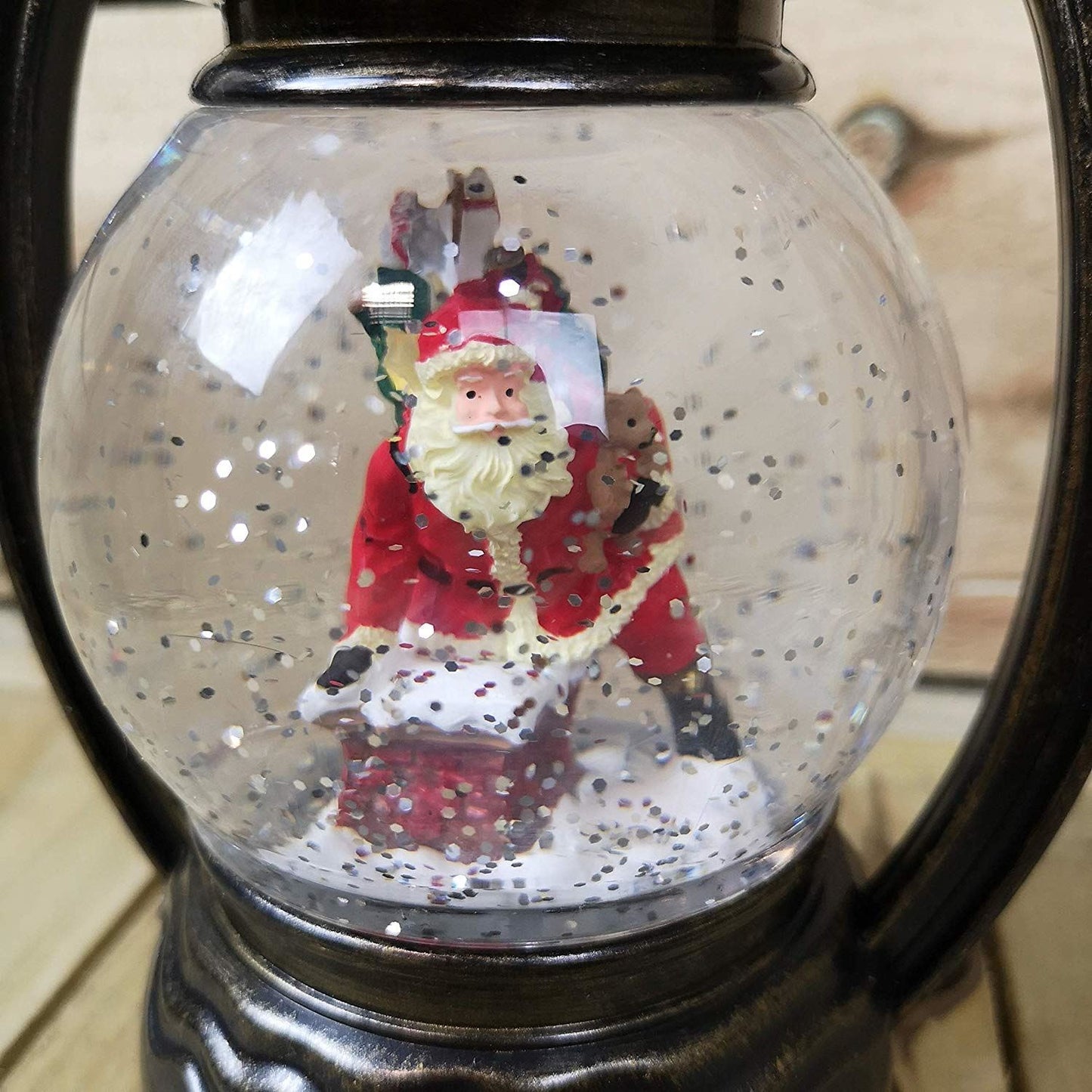 SnowTime 20cm Water Spinner Lantern With Santa