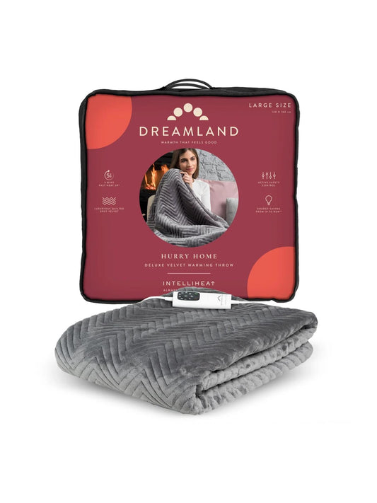 Dreamland Grey Intelliheat Luxury Herringbone Heated Throw