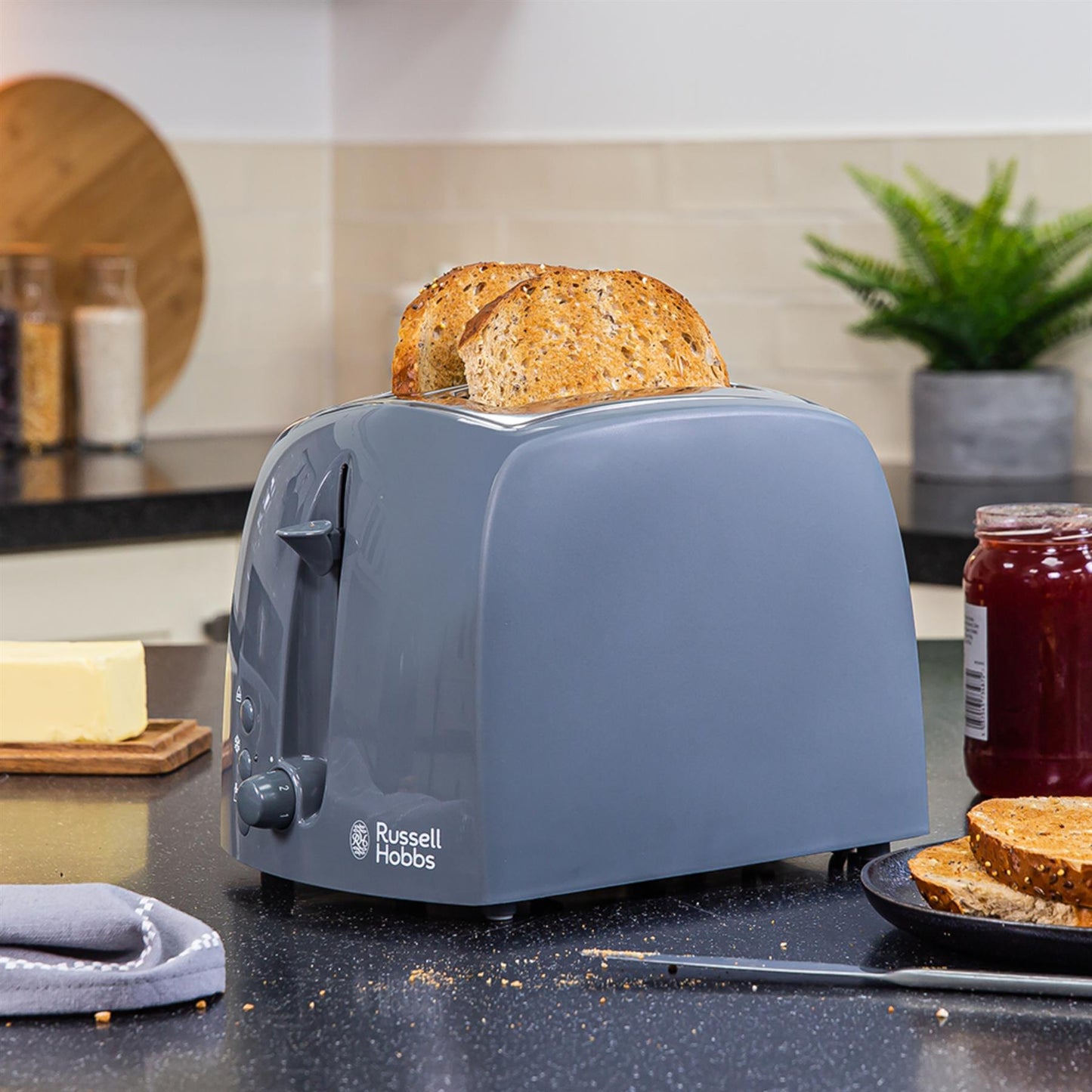 Russell Hobbs Textures Grey 2 Slice Toaster