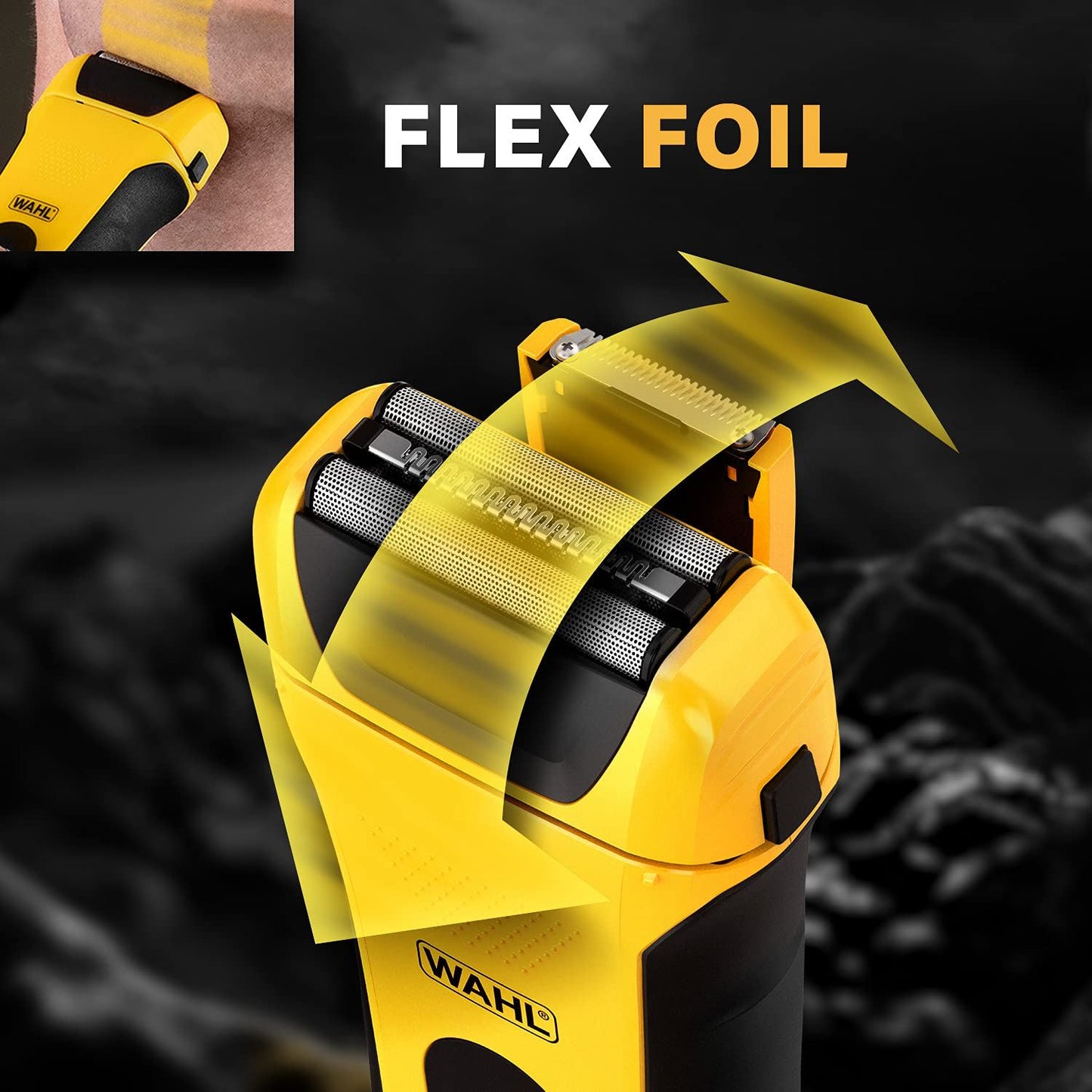 Wahl Lifeproof Foil Shaver, for Men, Anti-Shock, Indestructible, Fully Washable, Easy Cleaning, Electric Razor, Dual Head Ear & Nose Trimmer, Travel Lock Function, Ergonomic Rubber Grips