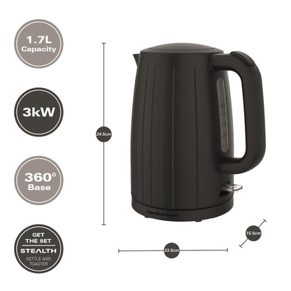 Hamilton Beach Stealth 1.7L Textured Kettle Matte Black