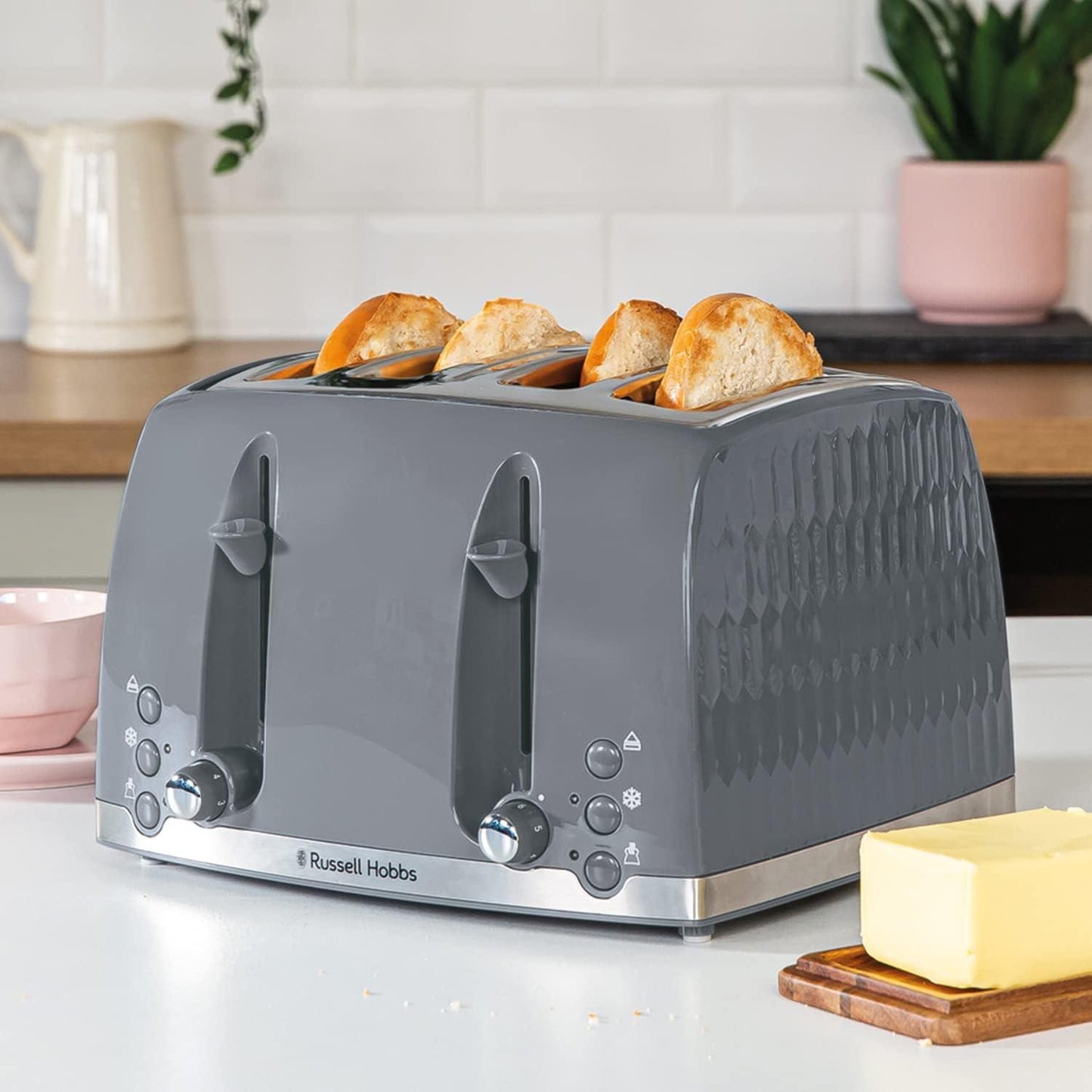 Russell Hobbs Honeycomb Grey Breakfast Bundle