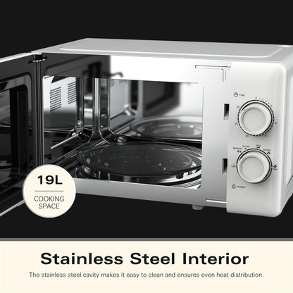 Hamilton Beach 20L Manual White Microwave With Stainless Steel Cavity