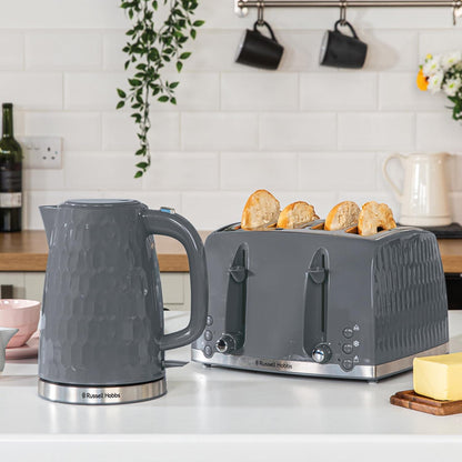 Russell Hobbs Honeycomb Grey Breakfast Bundle