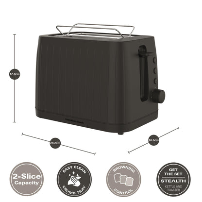 Hamilton Beach Stealth 2 Slice Textured Toaster Matte Black