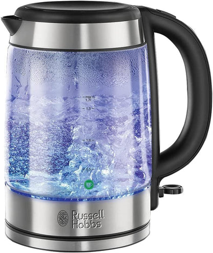 Russell Hobbs 1.7L Brushed Stainless Steel Illuminating Glass Kettle