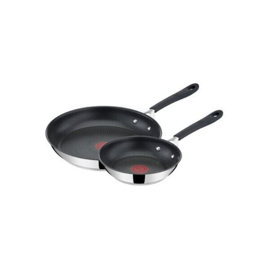 Tefal Jamie Oliver Quick & Easy Stainless Steel 20cm &28cm Frying Pan Set