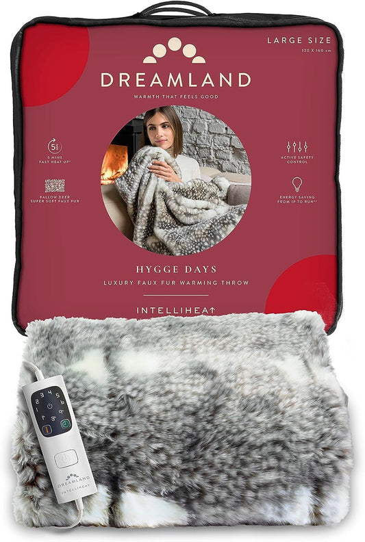 Dreamland 'Hygge Days' Luxury Fallow Deer Faux Fur Heated Blanket