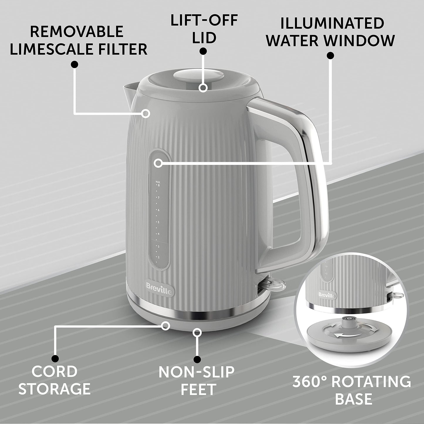 Breville Bold Ice Grey 1.7L Electric Kettle