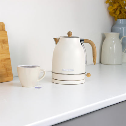 Hamilton Beach Scandi 1.7L Jug Kettle Matte Cream with Wood Effect