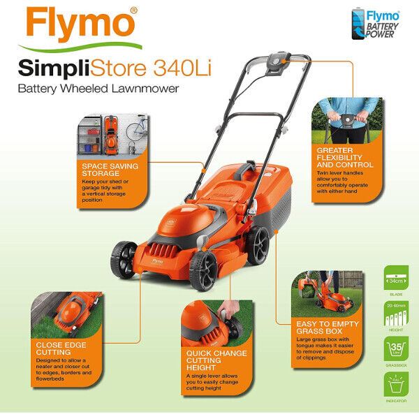 Flymo SimpliStore 340 Li Battery Lawnmower