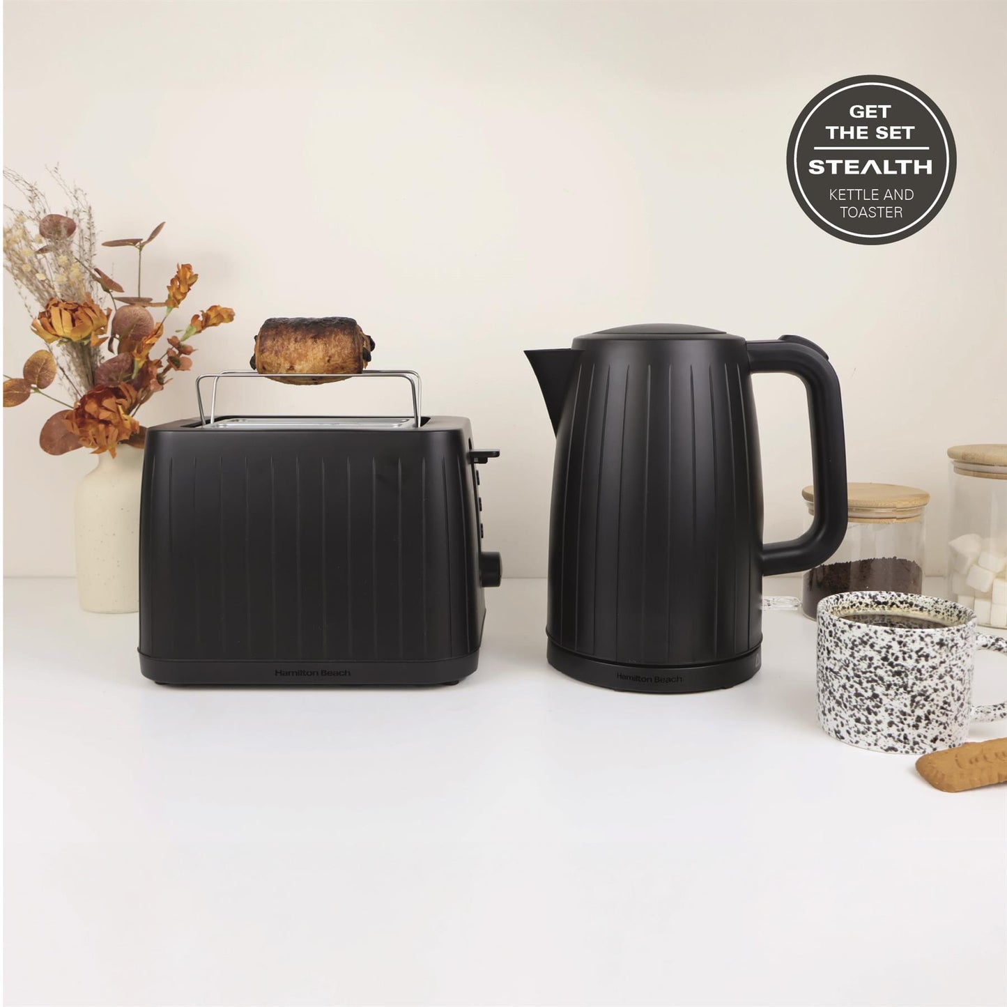 Hamilton Beach Stealth 1.7L Textured Kettle Matte Black