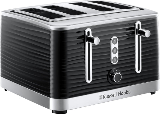 Russell Hobbs Inspire Black High Gloss Plastic Four Slice Toaster