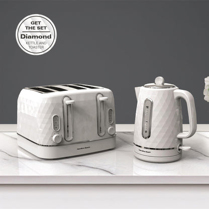 Hamilton Beach Diamond Kettle & Toaster Set White