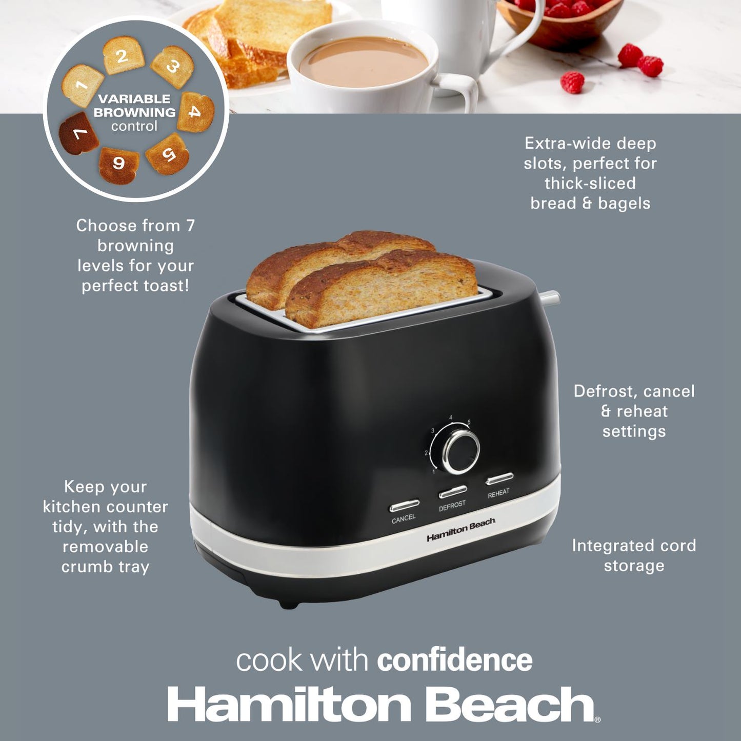 Hamilton Beach Ella 2 Slice Matte Black Toaster