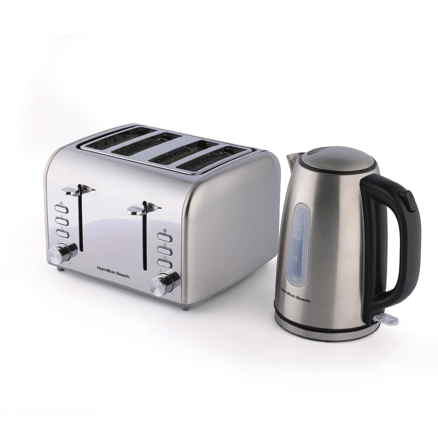 Hamilton Beach Rise Brushed Kettle & 4 Slice Toaster Bundle