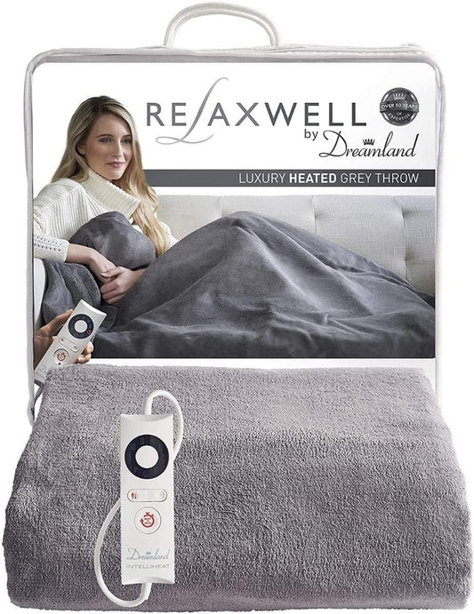 Dreamland Relaxwell Intelliheat+ Luxury Grey Heated Electric Throw