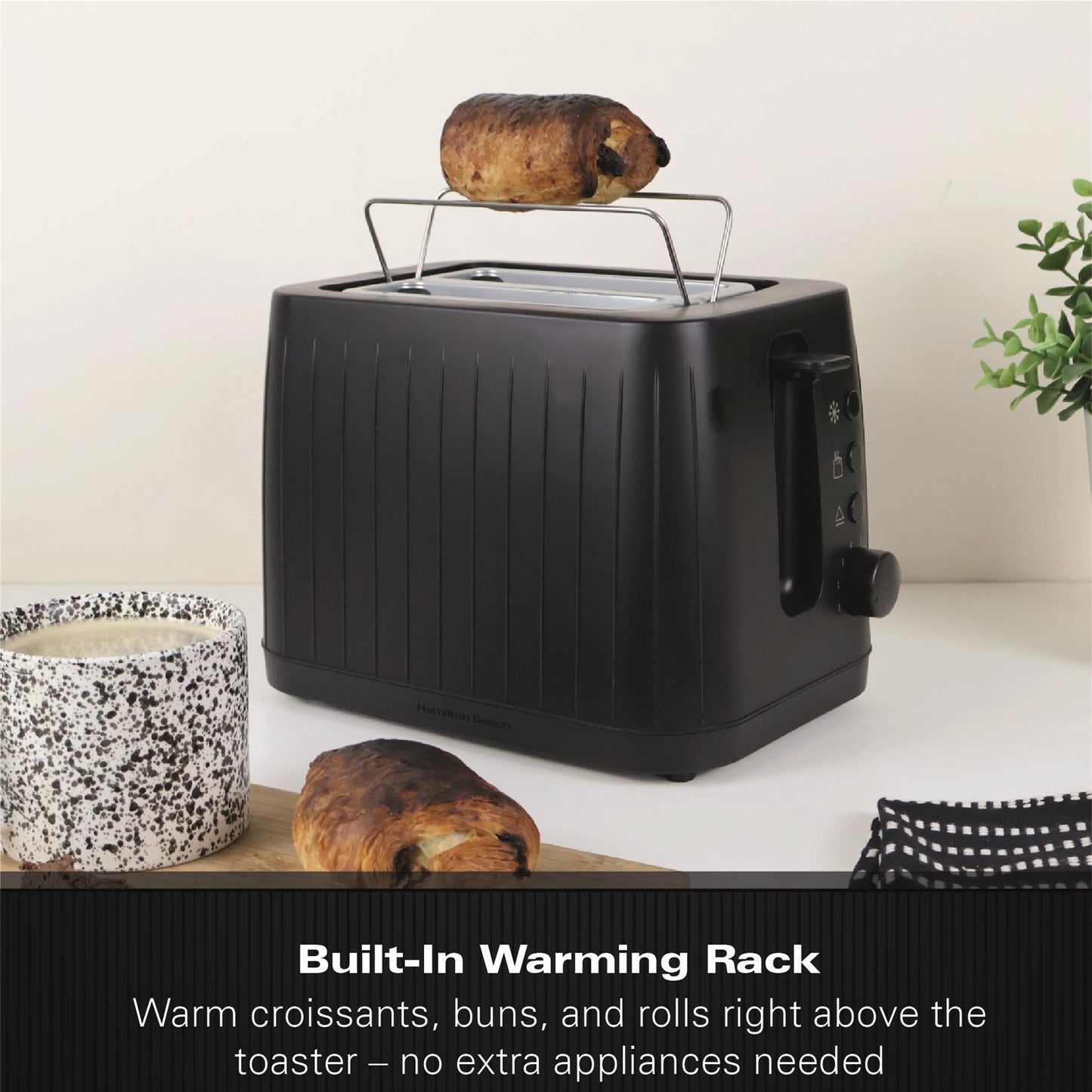 Hamilton Beach Stealth 2 Slice Textured Toaster Matte Black