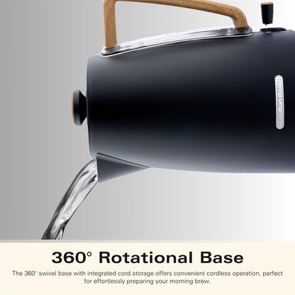 Hamilton Beach Scandi 1.7L Kettle Matte Black with Wood Effect