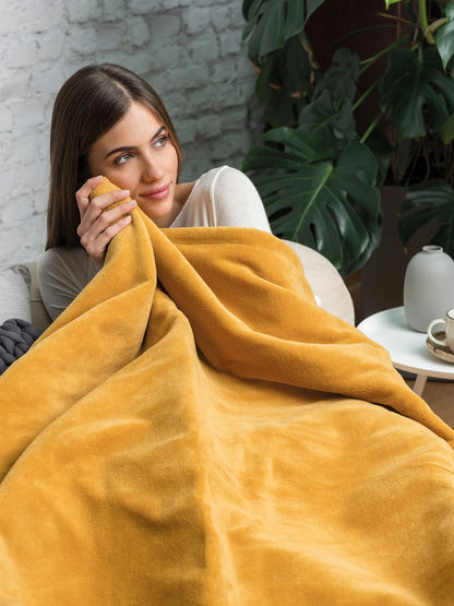 Dreamland Mustard Intelliheat Luxury Heated Throw