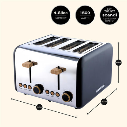 Hamilton Beach Scandi 4 Slice Toaster Matte Black with Wood Effect