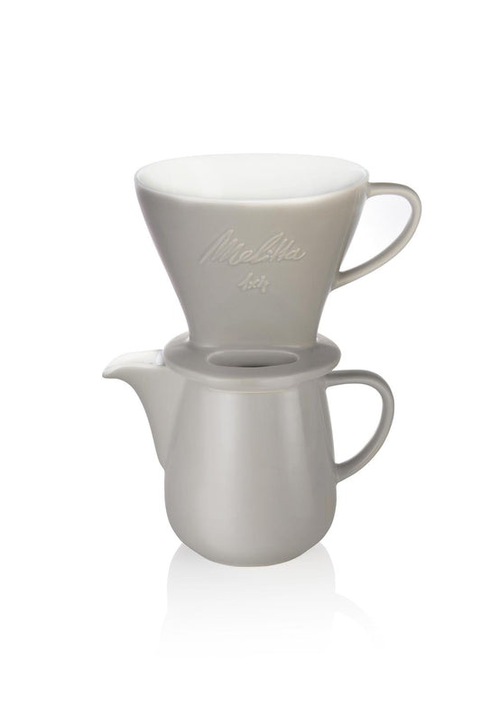Melitta Grey Porcelain Pour-Over Coffee Set with Jug and Filter Cone