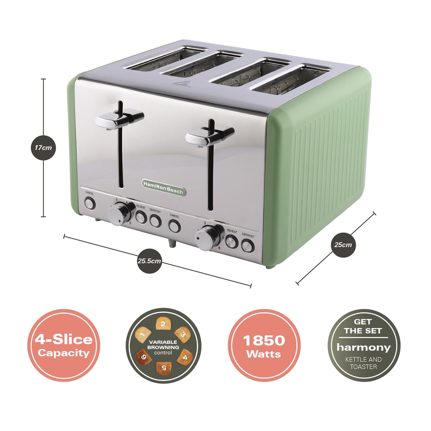 Hamilton Beach Harmony Kettle & Toaster Set - Matcha