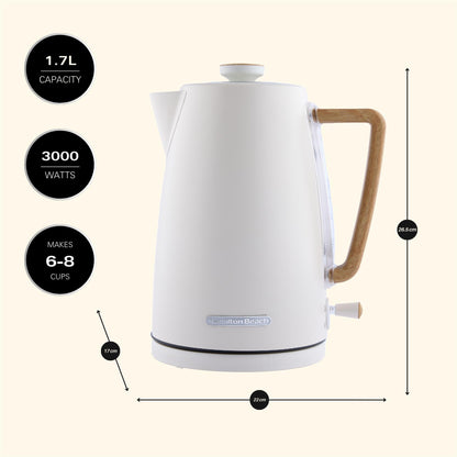 Hamilton Beach Scandi 1.7L Kettle Matte Cream with Wood Effect