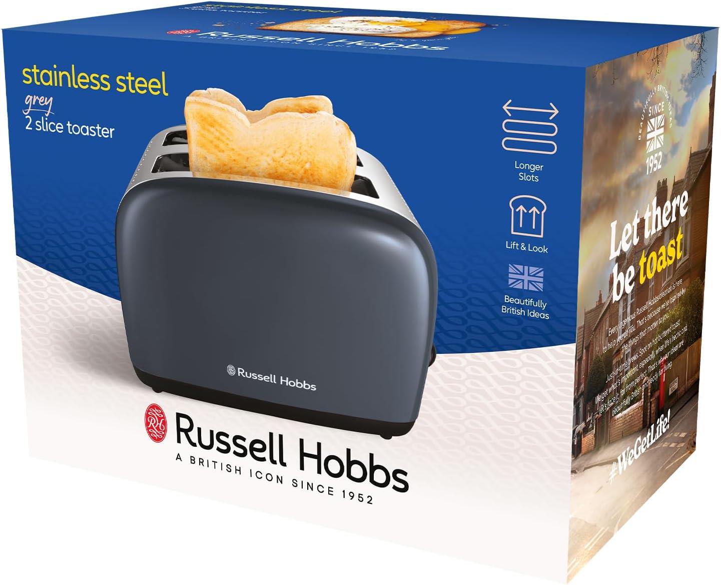 Russell Hobbs Stainless Steel Grey 2 Slice Toaster