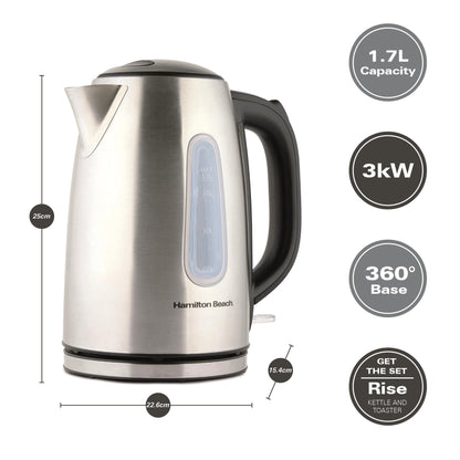 Hamilton Beach Rise Brushed Kettle & 4 Slice Toaster Bundle
