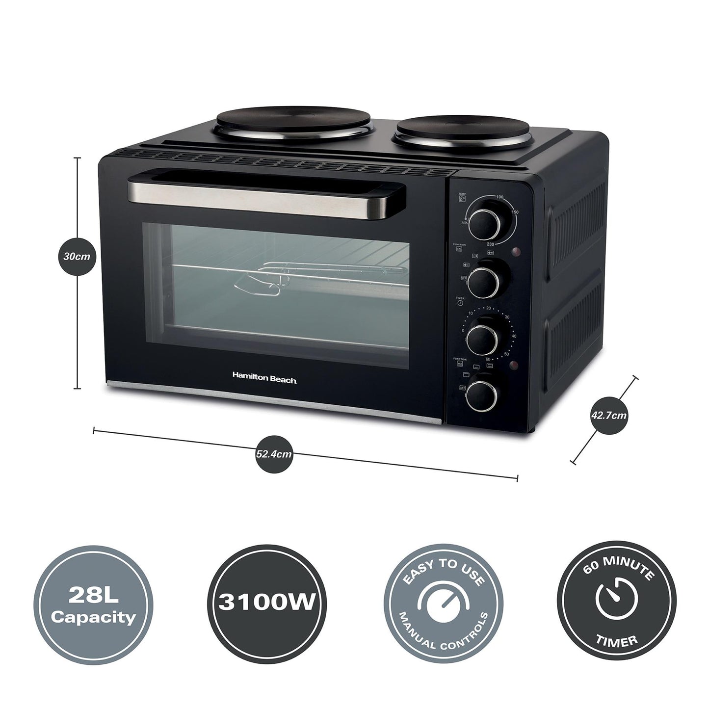 Hamilton Beach Brushed Breakfast & Mini Oven Bundle