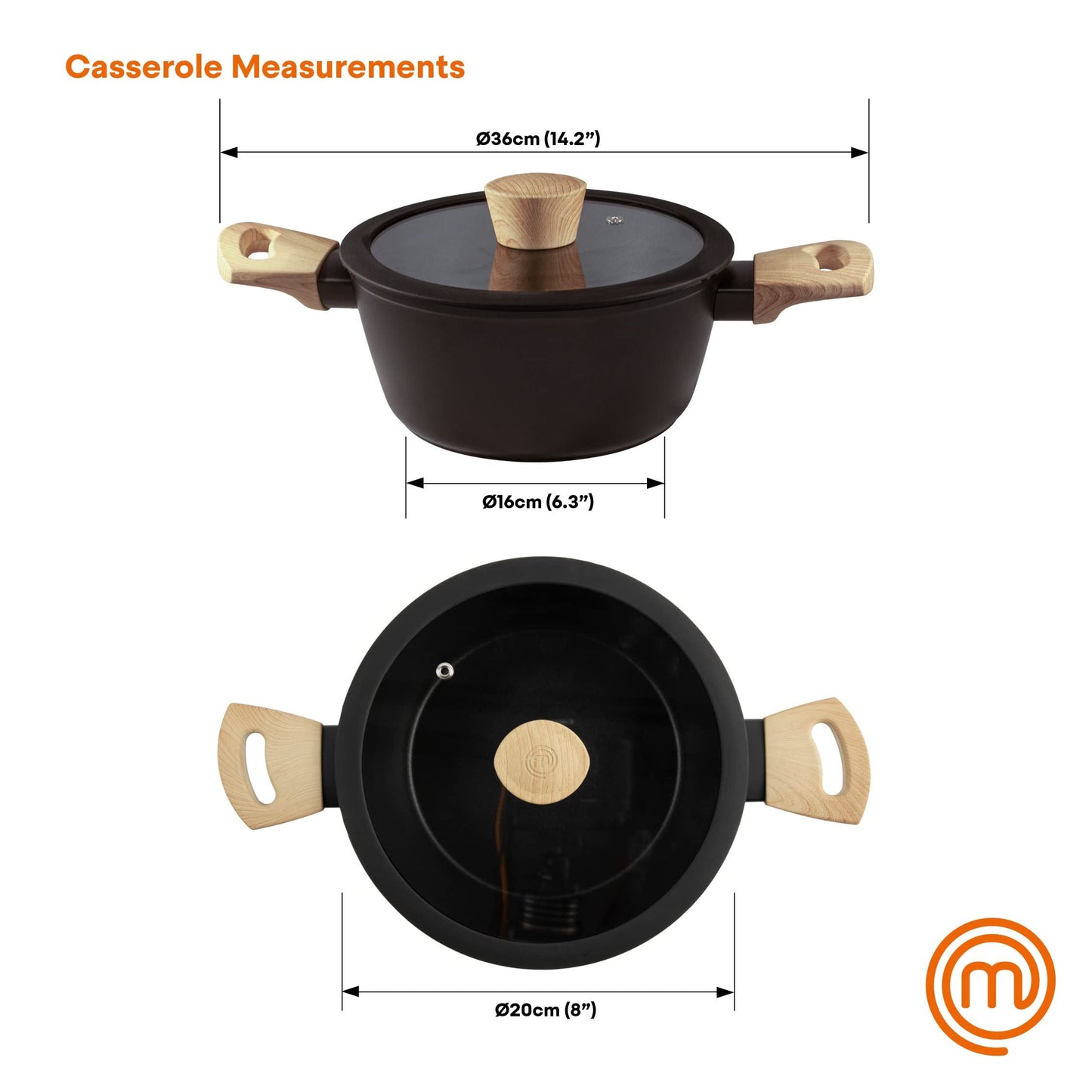 MasterChef Stock Pot with Lid 20cm Non Stick Casserole