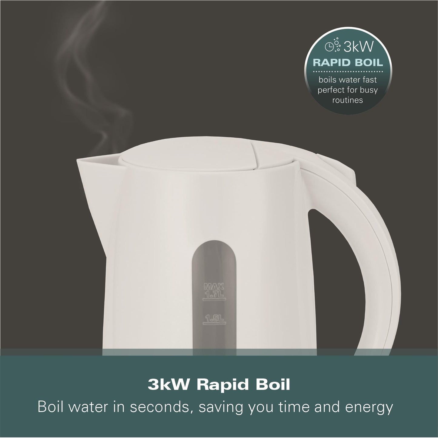 Hamilton Beach Essentials 1.7L Rapid Boil Kettle White