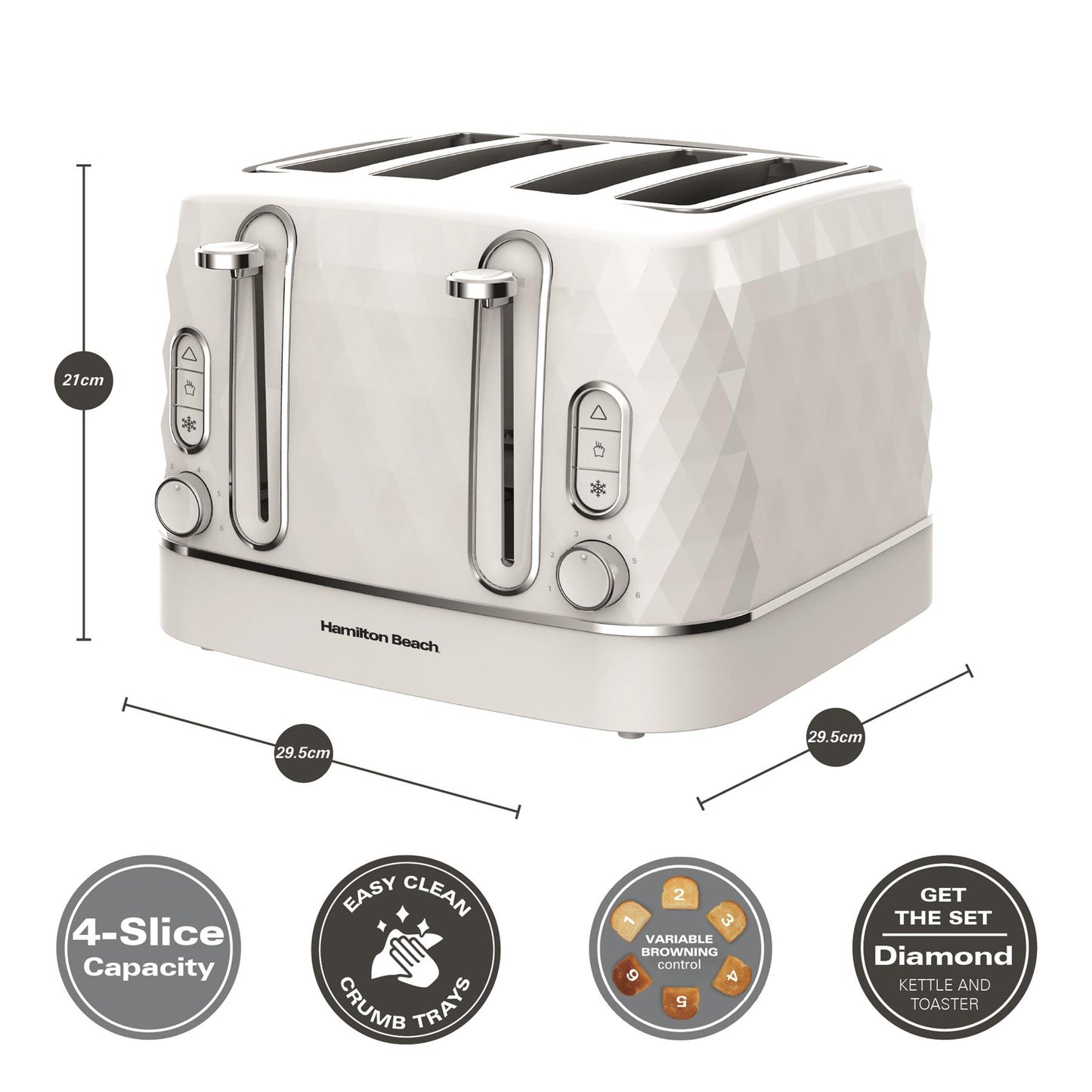 Hamilton Beach Diamond 4 Slice Toaster White